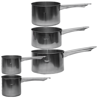 Set 5 cratite economice cu maner lung 0.5–2.1 L
